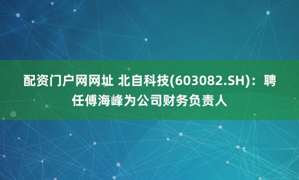 配资门户网网址 北自科技(603082.SH)：聘任傅海峰为公司财务负责人